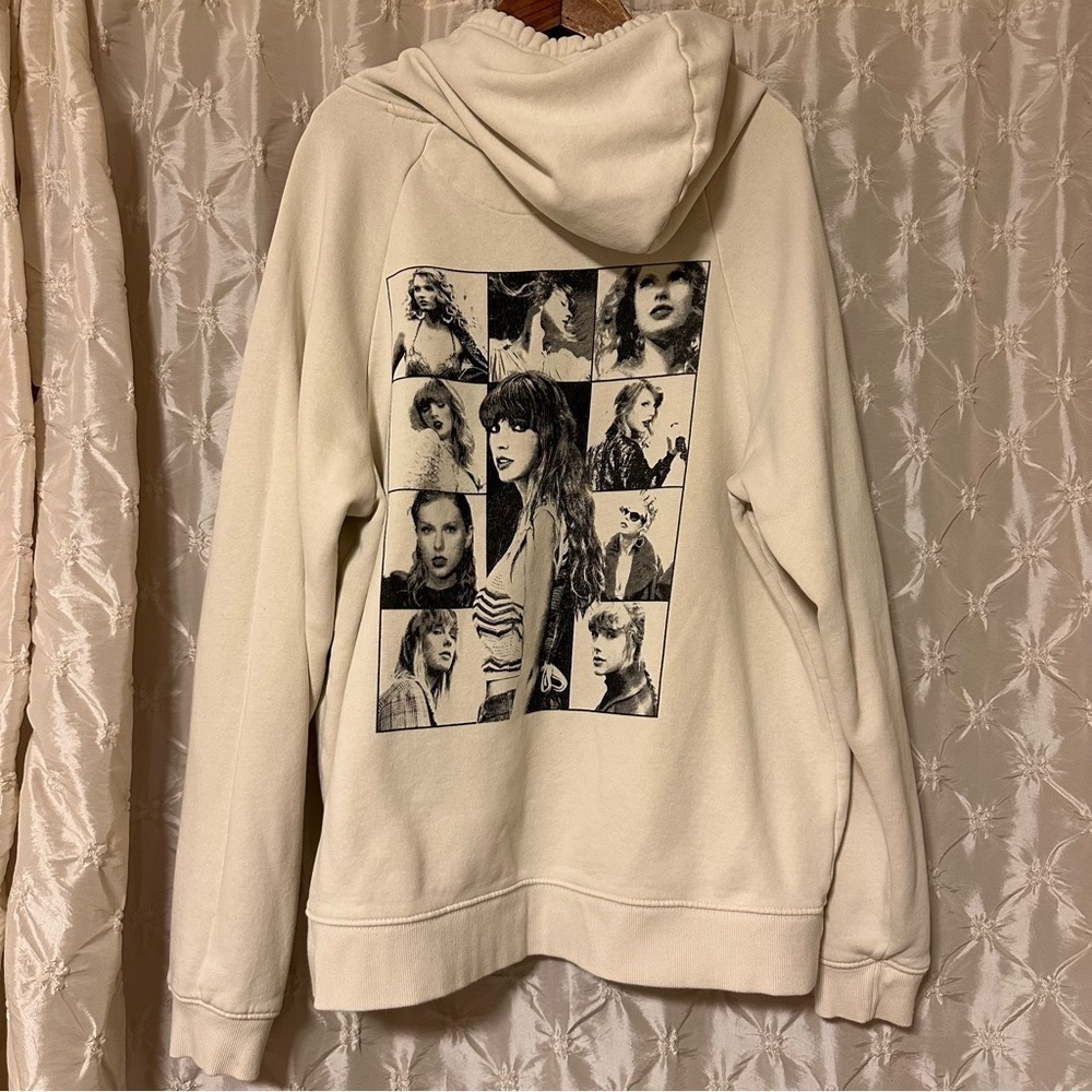 Taylor Swift Eras Tour Concert Merch Exclusive Cream Beige Hoodie Sweatshirt